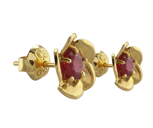 18KT GOLD EARRING PAIR SET WITH 02 RUBIES